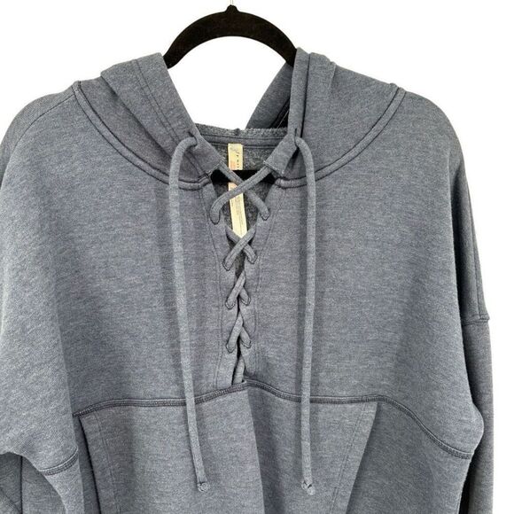Free People Movement Believe It Lace-Up Hoodie Top Blue Size Large - Picture 5 of 8